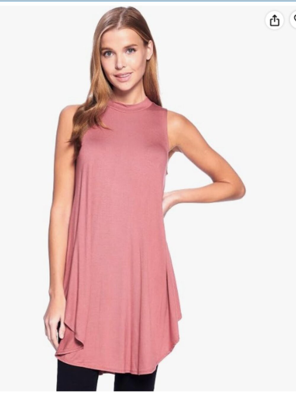 Rose Pink Solid Long Flowy Tank T-Shirt Tunic - Size Large
